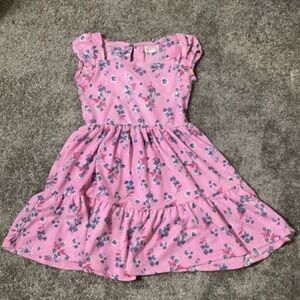 Nannette Pink Dress with Blue Floral Design